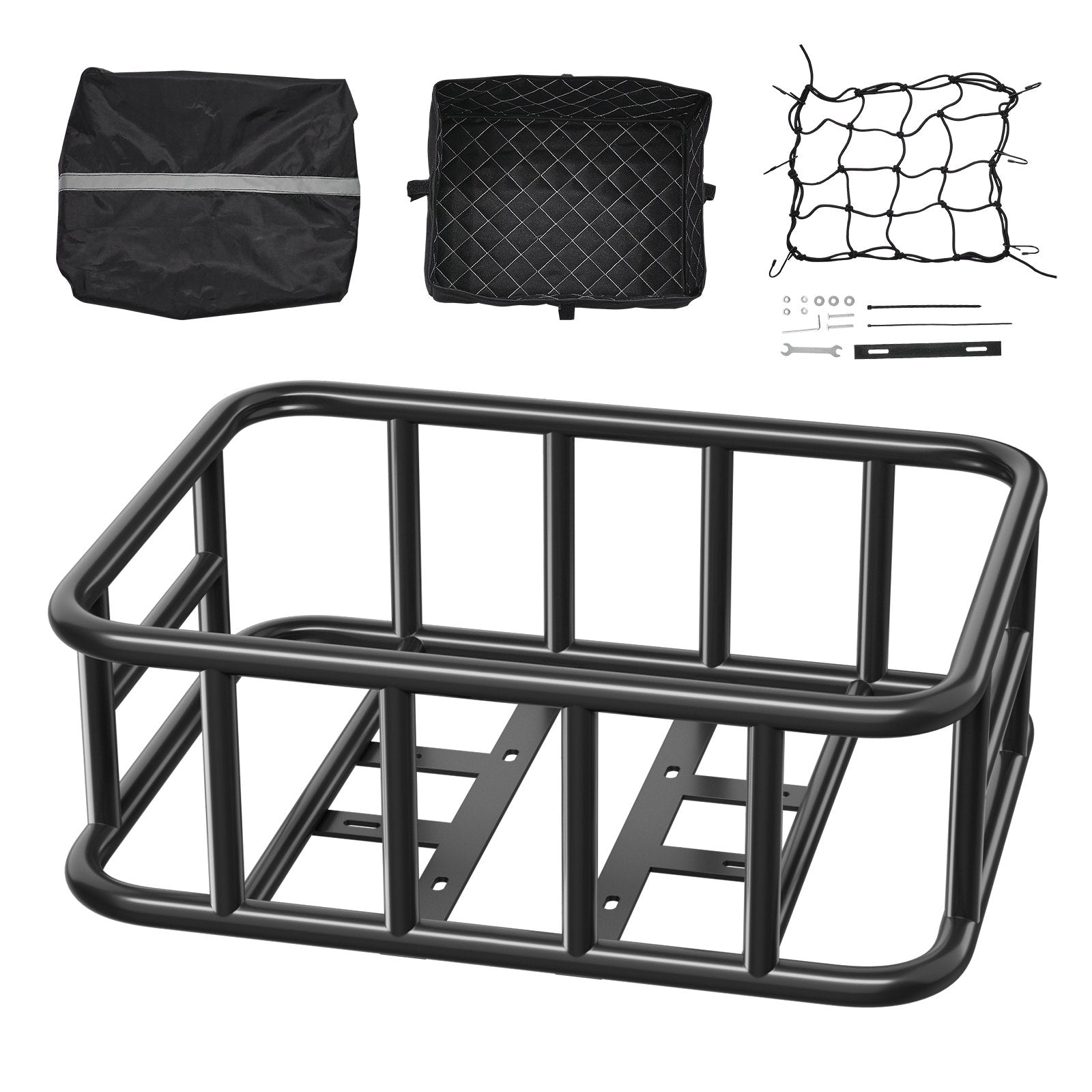 Bicycle Stands & Storage: VEVOR Rear Bike Basket Large Bicycle Basket with Cargo Net Rainproof Cover Liner