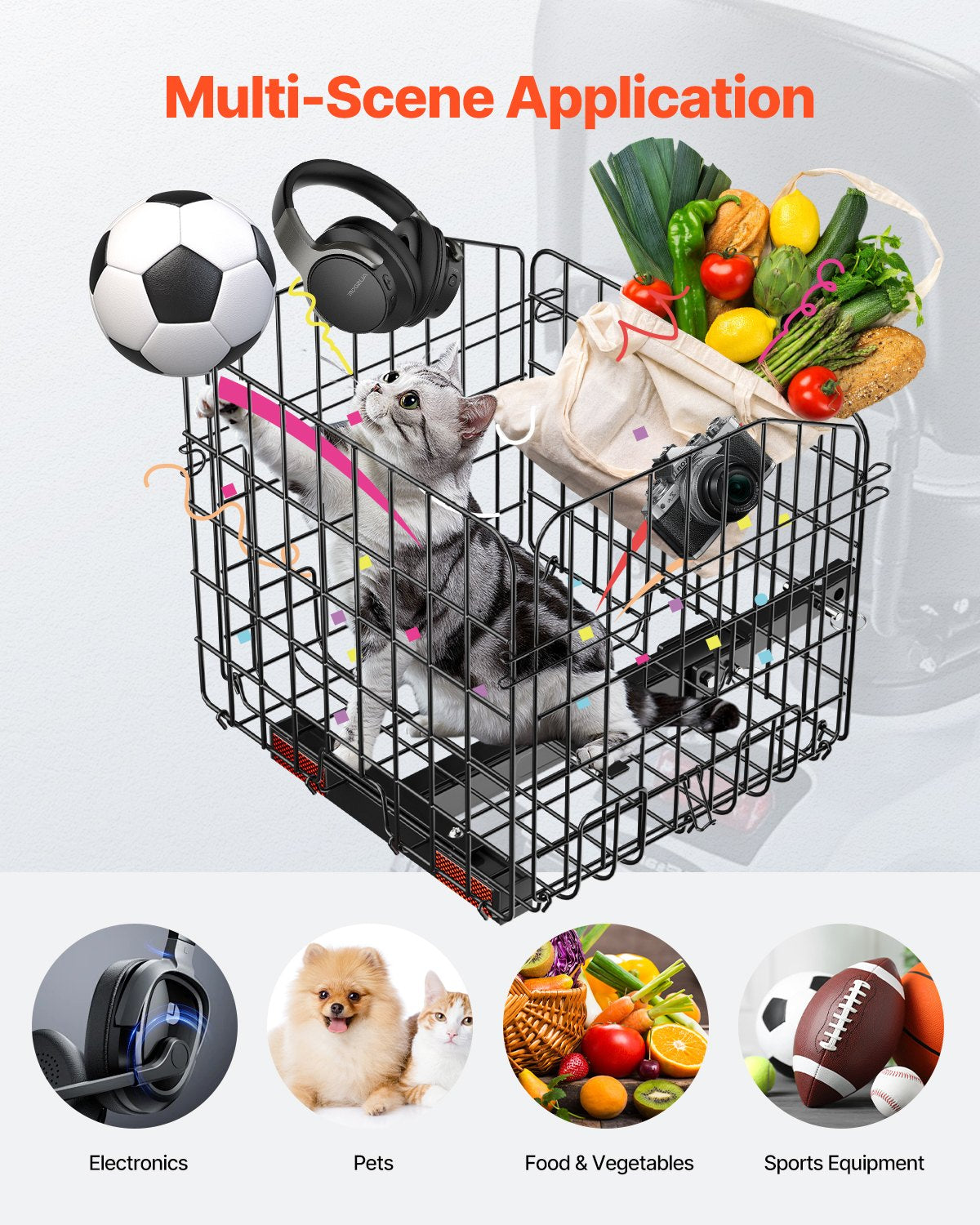 Drying Racks & Hangers: VEVOR Scooter Rear Basket, Folding Metal Wire Basket, Heavy Duty & Spacious Cargo Basket, Works with 1-inch Receiver, Compatible with Most Golden, Drive & Pride Mobility Scooter