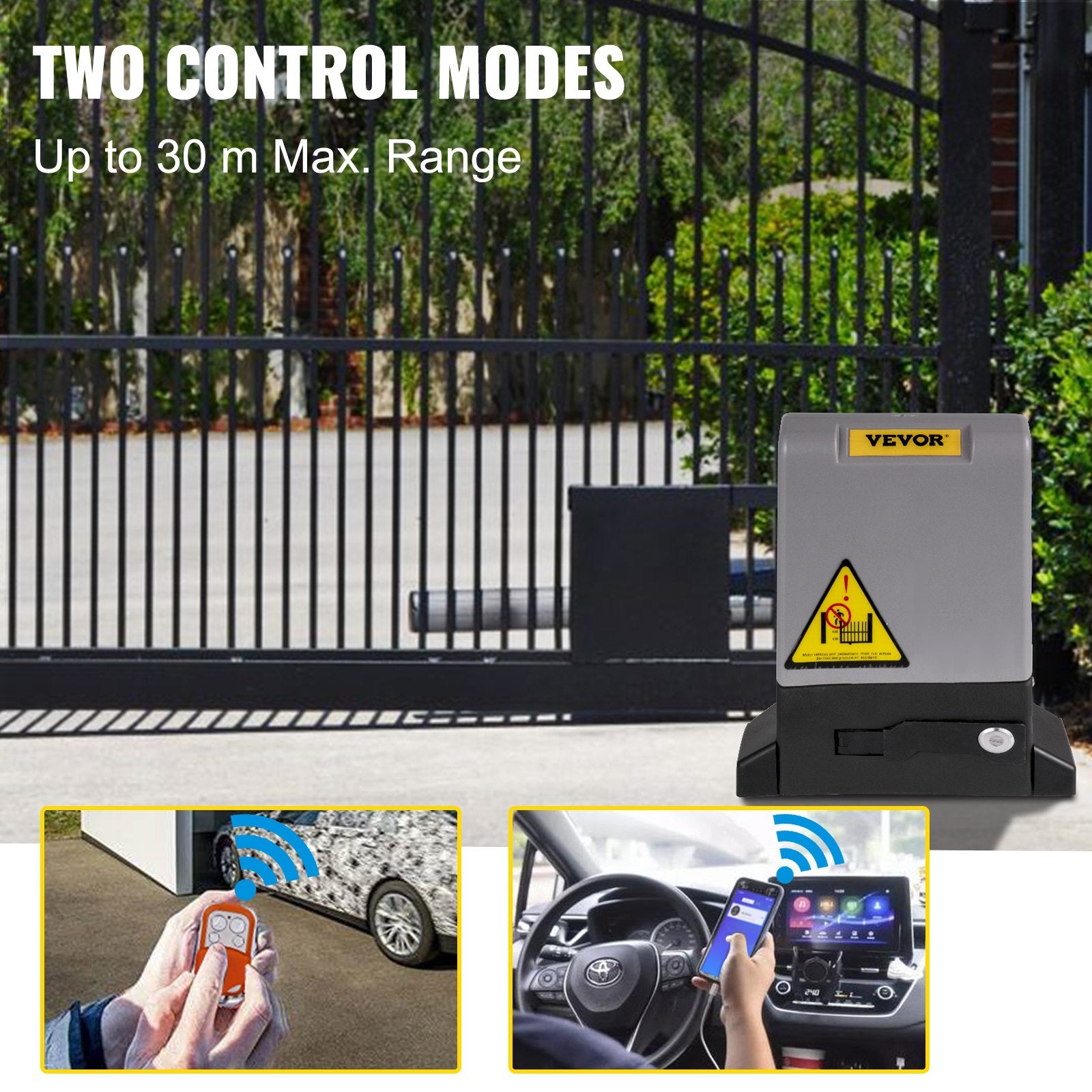 Fence & Gate Accessories: VEVOR Sliding Gate Opener, 1800 KG 4 m, Automatic Sliding Gate with 4 Remote Controllers & APP Control, Electric Rolling Driveway Slide Gate Motor, Complete Gate Operator Hardware Security System Kit