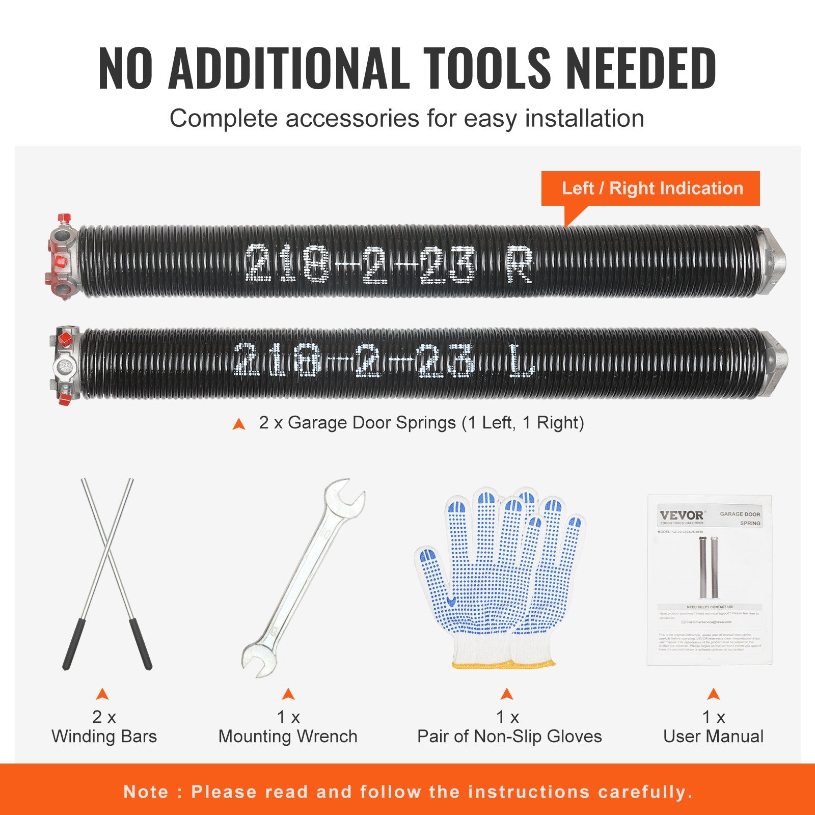 Automotive Repair & Speciality Tools: VEVOR Garage Door Torsion Springs Pair of 0.218 x 2 x 23inch with Winding Bars
