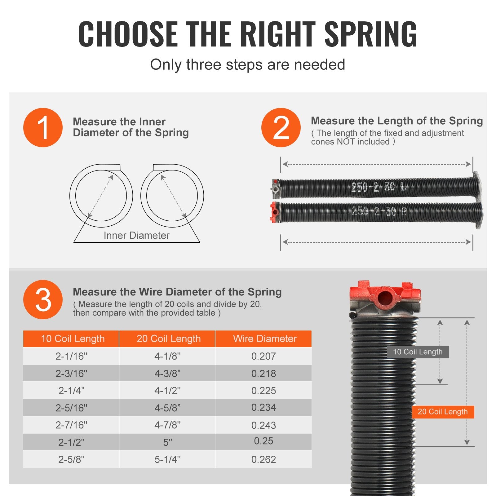Garage Door Torsion Springs, 16000 Cycles, Pair of 0.25 x 2 x 30inch, Garage Door Springs with Non-Slip Winding Bars, Mounting Tool and Gloves, Electrophoresis Coated, for Replacement