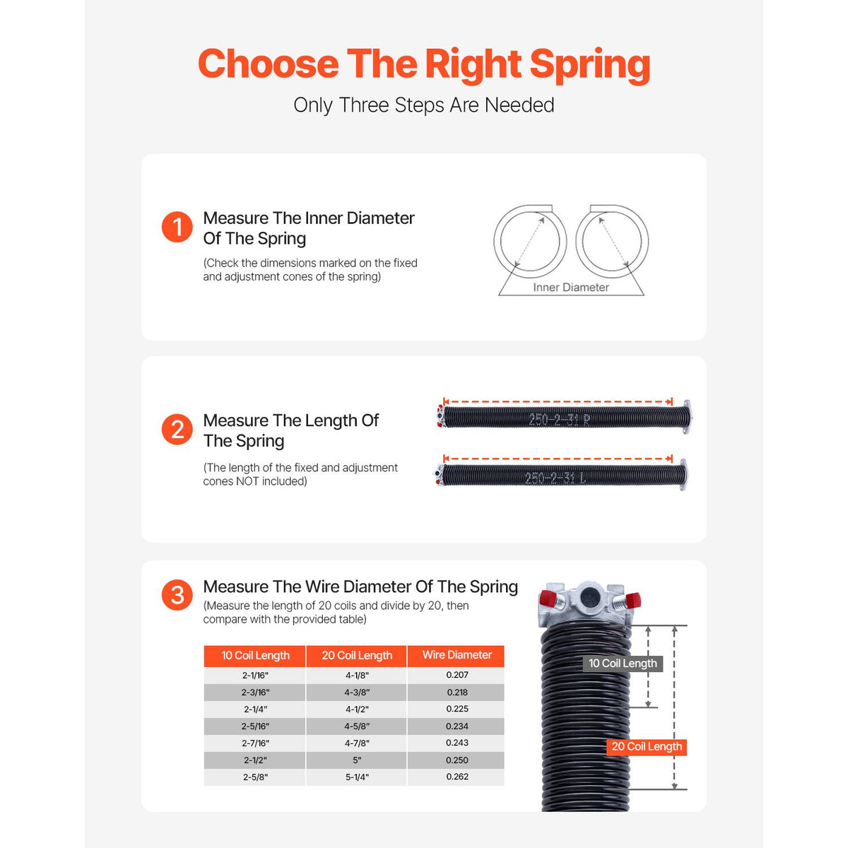 Garage Door Torsion Springs, Pair of 6.35 x 50.8 x 787 mmn, 16000 Cycles, Electrophoresis Black Coated for Replacement, Garage Door Springs with Non-Slip Winding Bars, Gloves and Mounting Wrench