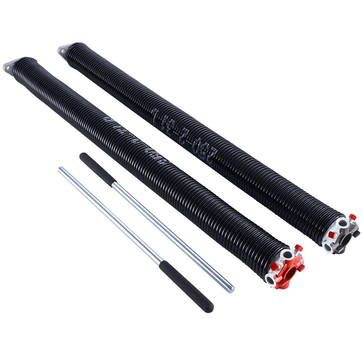 Garage Door Torsion Springs, Pair of 6.35 x 50.8 x 787 mmn, 16000 Cycles, Electrophoresis Black Coated for Replacement, Garage Door Springs with Non-Slip Winding Bars, Gloves and Mounting Wrench