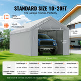Canopies & Gazebos: VEVOR Carport Replacement Canopy Cover Top + Side Wall 10 x 20 ft, Garage Tent Shelter Tarp Heavy-Duty Waterproof & UV Protected, Easy Installation with Ball Bungees,White (Frame Not Included)