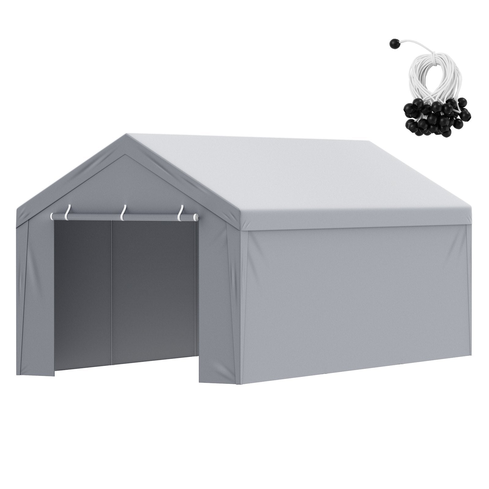 Canopies & Gazebos: VEVOR Carport Replacement Canopy Cover Top + Side Wall 10 x 20 ft, Garage Tent Shelter Tarp Heavy-Duty Waterproof & UV Protected, Easy Installation with Ball Bungees,White (Frame Not Included)