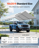 Canopies & Gazebos: VEVOR Carport Replacement Canopy, 6 x 3 m Potable Garage Tent Top Tarp, UV-Resistant & Waterproof Car Shelter Tarp, Heavy Duty Car Port Cover with Ball Buggees, Grey, Frame Not Included