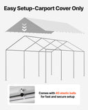 Canopies & Gazebos: VEVOR Carport Replacement Canopy, 6 x 3 m Potable Garage Tent Top Tarp, UV-Resistant & Waterproof Car Shelter Tarp, Heavy Duty Car Port Cover with Ball Buggees, Grey, Frame Not Included