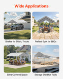 Canopies & Gazebos: VEVOR Carport Replacement Canopy, 6 x 3 m Potable Garage Tent Top Tarp, UV-Resistant & Waterproof Car Shelter Tarp, Heavy Duty Car Port Cover with Ball Buggees, Grey, Frame Not Included