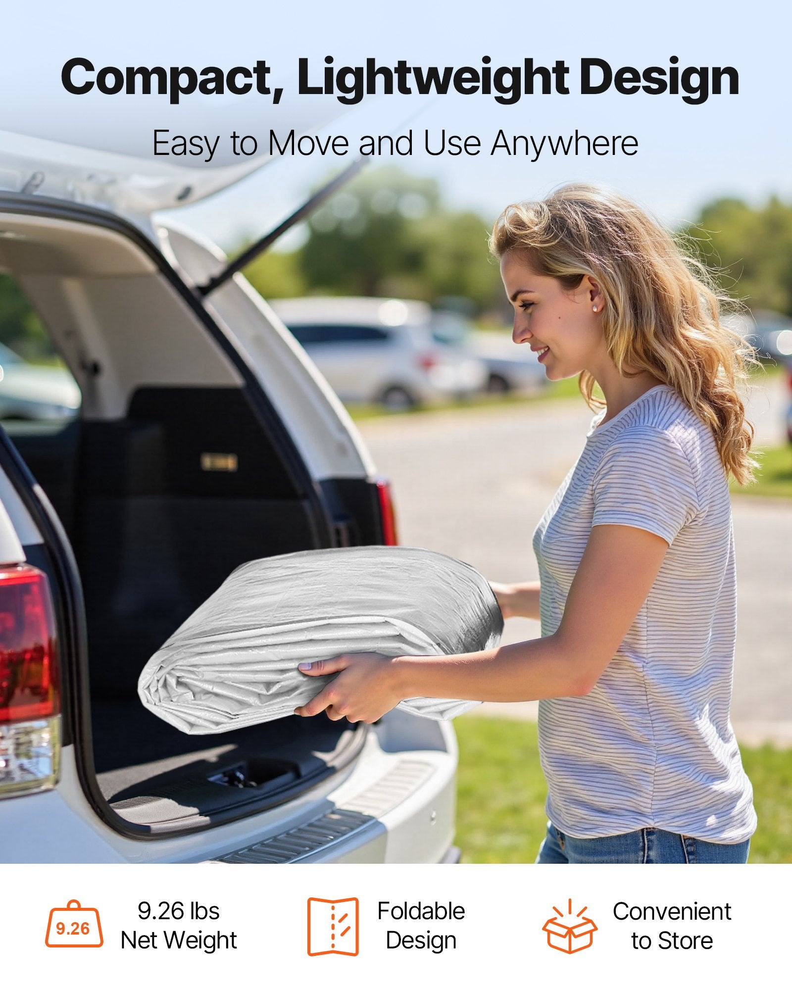 Carport Replacement Canopy, 6 x 3 m Potable Garage Tent Top Tarp, UV-Resistant & Waterproof Car Shelter Tarp, Heavy Duty Car Port Cover with Ball Buggees, Grey, Frame Not Included