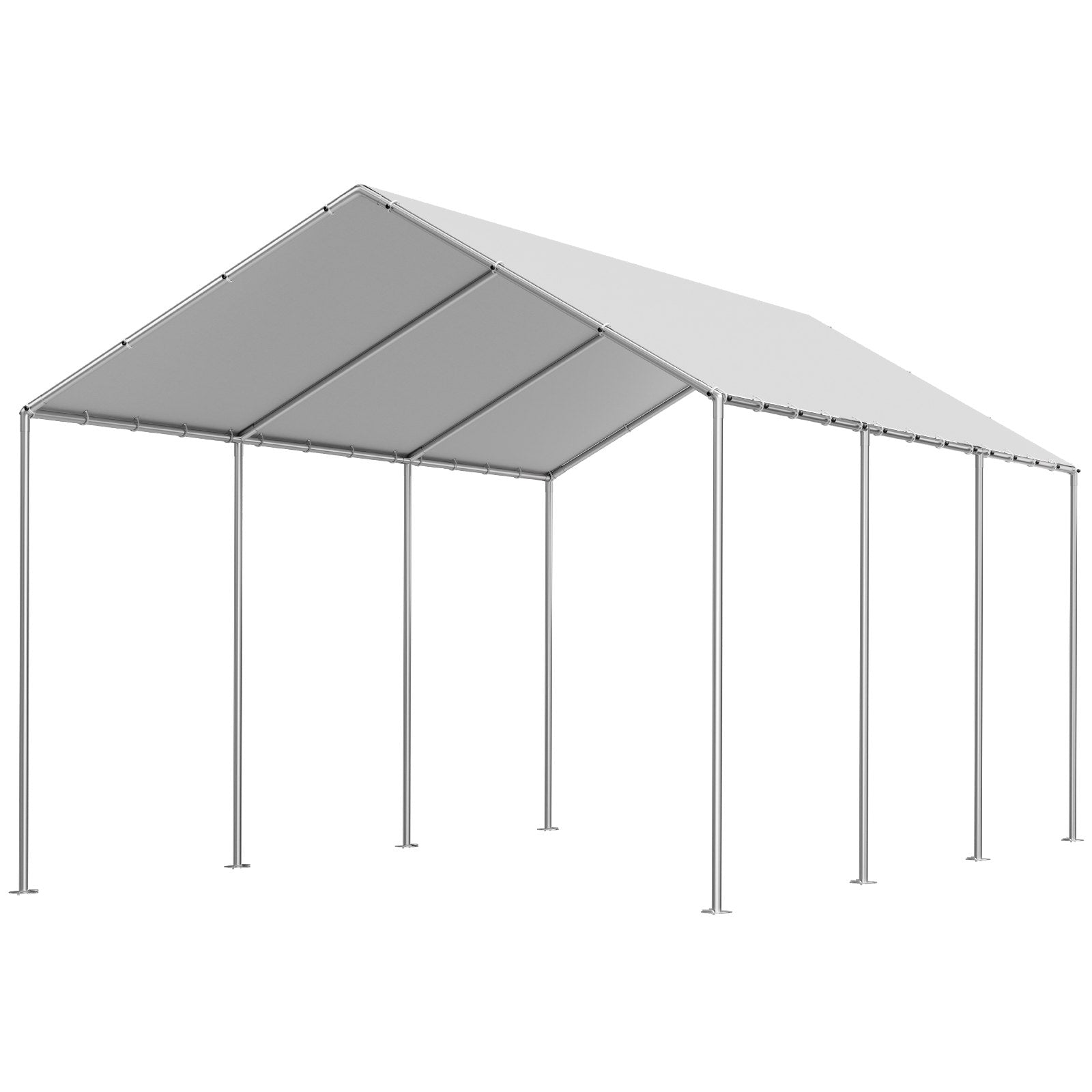 Carport Replacement Canopy, 6 x 3 m Potable Garage Tent Top Tarp, UV-Resistant & Waterproof Car Shelter Tarp, Heavy Duty Car Port Cover with Ball Buggees, Grey, Frame Not Included