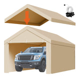 Canopies & Gazebos: VEVOR Carport Replacement Canopy, 6 x 3 m Potable Garage Tent Top Tarp with Sidewalls, UV-Resistant & Waterproof, Heavy Duty Car Shelter Tarp with Ball Buggees, Beige, Frame Not Included