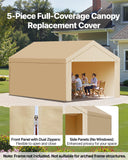 Canopies & Gazebos: VEVOR Carport Replacement Canopy, 6 x 3 m Potable Garage Tent Top Tarp with Sidewalls, UV-Resistant & Waterproof, Heavy Duty Car Shelter Tarp with Ball Buggees, Beige, Frame Not Included