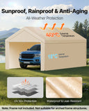 Canopies & Gazebos: VEVOR Carport Replacement Canopy, 6 x 3 m Potable Garage Tent Top Tarp with Sidewalls, UV-Resistant & Waterproof, Heavy Duty Car Shelter Tarp with Ball Buggees, Beige, Frame Not Included
