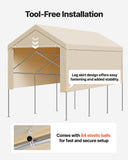 Canopies & Gazebos: VEVOR Carport Replacement Canopy, 6 x 3 m Potable Garage Tent Top Tarp with Sidewalls, UV-Resistant & Waterproof, Heavy Duty Car Shelter Tarp with Ball Buggees, Beige, Frame Not Included