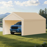 Canopies & Gazebos: VEVOR Carport Replacement Canopy, 6 x 3 m Potable Garage Tent Top Tarp with Sidewalls, UV-Resistant & Waterproof, Heavy Duty Car Shelter Tarp with Ball Buggees, Beige, Frame Not Included