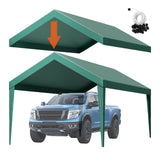 Canopies & Gazebos: VEVOR Carport Replacement Canopy, 6 x 3 m Potable Garage Tent Top Tarp, UV-Resistant & Waterproof Car Shelter Tarp, Heavy Duty Car Port Cover with Ball Buggees, Dark Green, Frame Not Included