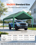 Canopies & Gazebos: VEVOR Carport Replacement Canopy, 6 x 3 m Potable Garage Tent Top Tarp, UV-Resistant & Waterproof Car Shelter Tarp, Heavy Duty Car Port Cover with Ball Buggees, Dark Green, Frame Not Included