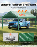 Canopies & Gazebos: VEVOR Carport Replacement Canopy, 6 x 3 m Potable Garage Tent Top Tarp, UV-Resistant & Waterproof Car Shelter Tarp, Heavy Duty Car Port Cover with Ball Buggees, Dark Green, Frame Not Included
