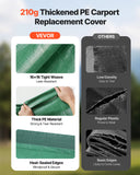 Canopies & Gazebos: VEVOR Carport Replacement Canopy, 6 x 3 m Potable Garage Tent Top Tarp, UV-Resistant & Waterproof Car Shelter Tarp, Heavy Duty Car Port Cover with Ball Buggees, Dark Green, Frame Not Included