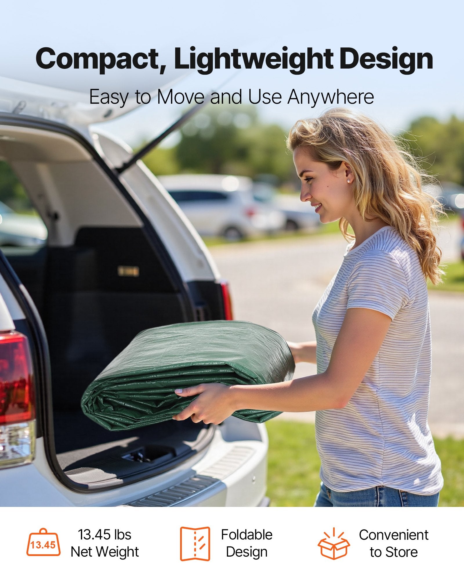 Canopies & Gazebos: VEVOR Carport Replacement Canopy, 6 x 3 m Potable Garage Tent Top Tarp, UV-Resistant & Waterproof Car Shelter Tarp, Heavy Duty Car Port Cover with Ball Buggees, Dark Green, Frame Not Included