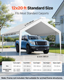 Canopies & Gazebos: VEVOR Carport Replacement Canopy, 6 x 3.6 m Potable Garage Tent Top Tarp, UV-Resistant & Waterproof Car Shelter Tarp, Heavy Duty Car Port Cover with Ball Buggees, White, Frame Not Included