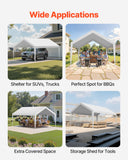 Canopies & Gazebos: VEVOR Carport Replacement Canopy, 6 x 3.6 m Potable Garage Tent Top Tarp, UV-Resistant & Waterproof Car Shelter Tarp, Heavy Duty Car Port Cover with Ball Buggees, White, Frame Not Included