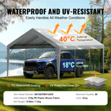 Canopies & Gazebos: VEVOR Carport Replacement Canopy Cover 12 x 20 ft, Garage Top Tent Shelter Tarp Heavy-Duty Waterproof & UV Protected, Easy Installation with Ball Bungees,Grey (Only Top Cover, Frame Not Include)