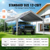 Canopies & Gazebos: VEVOR Carport Replacement Canopy Cover 12 x 20 ft, Garage Top Tent Shelter Tarp Heavy-Duty Waterproof & UV Protected, Easy Installation with Ball Bungees,Grey (Only Top Cover, Frame Not Include)