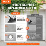 Canopies & Gazebos: VEVOR Carport Replacement Canopy Cover Side Wall 6 x 3.6 m, Garage Tent Shelter Tarp Heavy-Duty Waterproof & UV Protected, Easy Installation with Ball Bungees,Grey (Top and Frame Not Included)