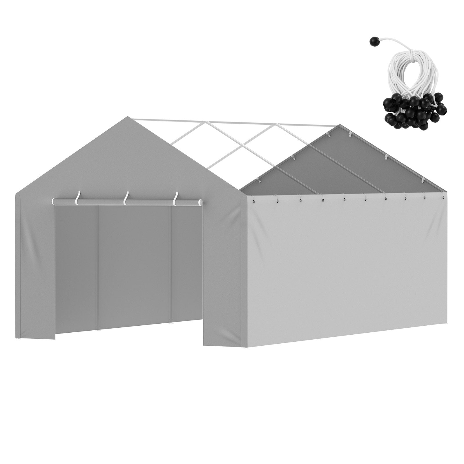 Canopies & Gazebos: VEVOR Carport Replacement Canopy Cover Side Wall 6 x 3.6 m, Garage Tent Shelter Tarp Heavy-Duty Waterproof & UV Protected, Easy Installation with Ball Bungees,Grey (Top and Frame Not Included)