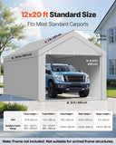 Canopies & Gazebos: VEVOR Carport Replacement Canopy, 6x 3.6 m Potable Garage Tent Top Tarp with Sidewalls, UV-Resistant & Waterproof, Heavy Duty Car Shelter Tarp with Ball Buggees, Grey, Frame Not Included