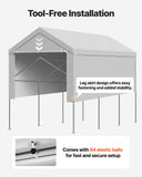 Canopies & Gazebos: VEVOR Carport Replacement Canopy, 6x 3.6 m Potable Garage Tent Top Tarp with Sidewalls, UV-Resistant & Waterproof, Heavy Duty Car Shelter Tarp with Ball Buggees, Grey, Frame Not Included