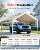 Canopies & Gazebos: VEVOR Carport Replacement Canopy, 6 x 3.6 m Potable Garage Tent Top Tarp, UV-Resistant & Waterproof Car Shelter Tarp, Heavy Duty Car Port Cover with Ball Buggees, Beige, Frame Not Included