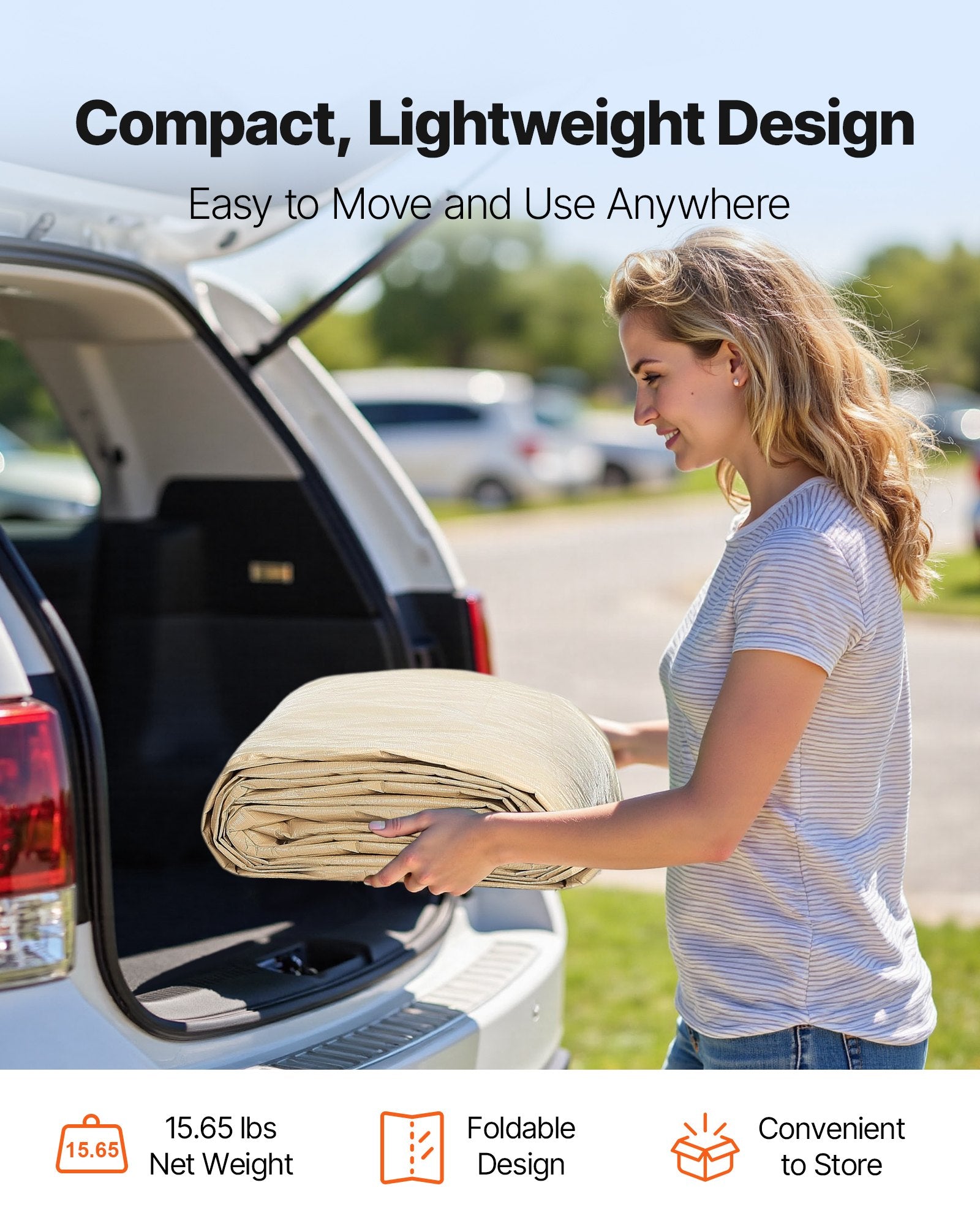 Canopies & Gazebos: VEVOR Carport Replacement Canopy, 6 x 3.6 m Potable Garage Tent Top Tarp, UV-Resistant & Waterproof Car Shelter Tarp, Heavy Duty Car Port Cover with Ball Buggees, Beige, Frame Not Included