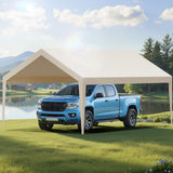 Canopies & Gazebos: VEVOR Carport Replacement Canopy, 6 x 3.6 m Potable Garage Tent Top Tarp, UV-Resistant & Waterproof Car Shelter Tarp, Heavy Duty Car Port Cover with Ball Buggees, Beige, Frame Not Included