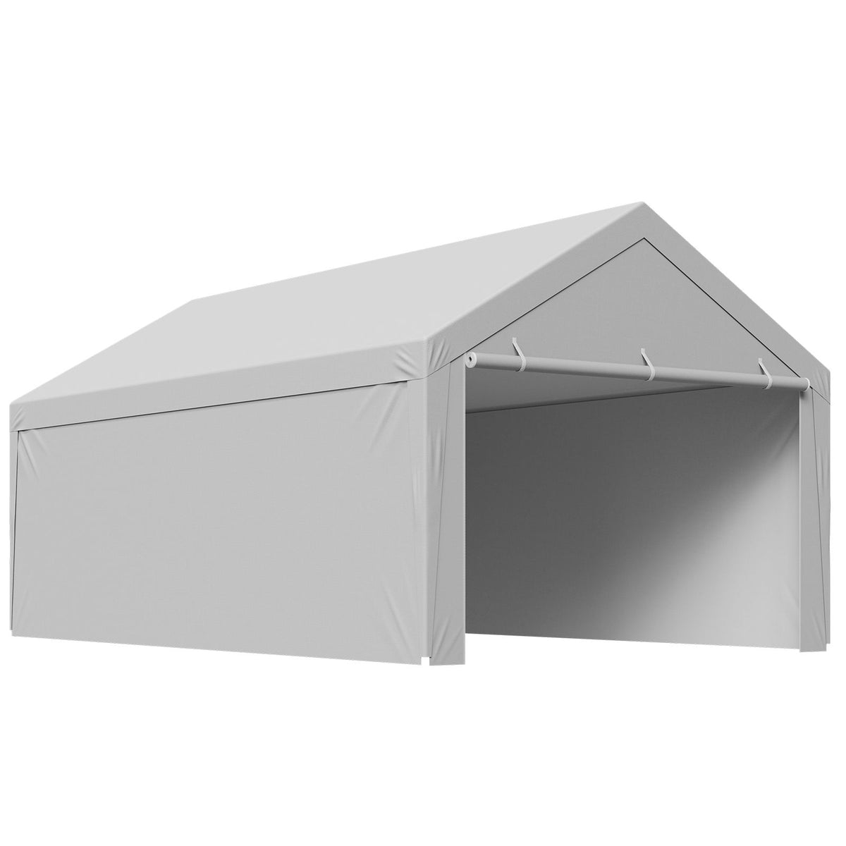 Carport Replacement Canopy, 6 x 4 m Potable Garage Tent Top Tarp with Sidewalls, UV-Resistant & Waterproof, Heavy Duty Car Shelter Tarp with Ball Buggees, Grey, Frame Not Included