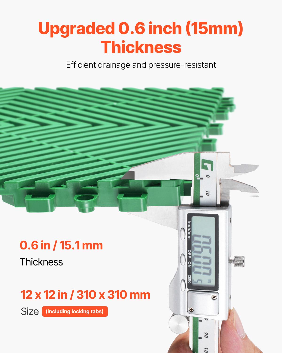 Interlocking Drainage Mat, 50 Pcs Modular Interlocking Cushion, 31 x 31 cm Splicing Drainage Mats, Non-Slip Green PP Drainage Floor Tile and Shower Mat, for Garage, Garden, Kitchen & Outdoor