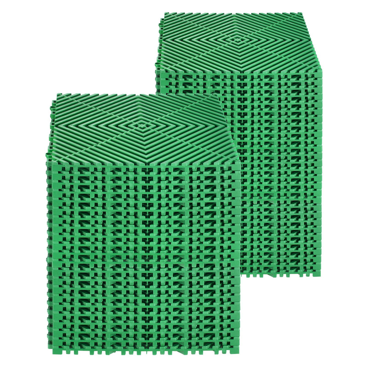 Interlocking Drainage Mat, 50 Pcs Modular Interlocking Cushion, 31 x 31 cm Splicing Drainage Mats, Non-Slip Green PP Drainage Floor Tile and Shower Mat, for Garage, Garden, Kitchen & Outdoor