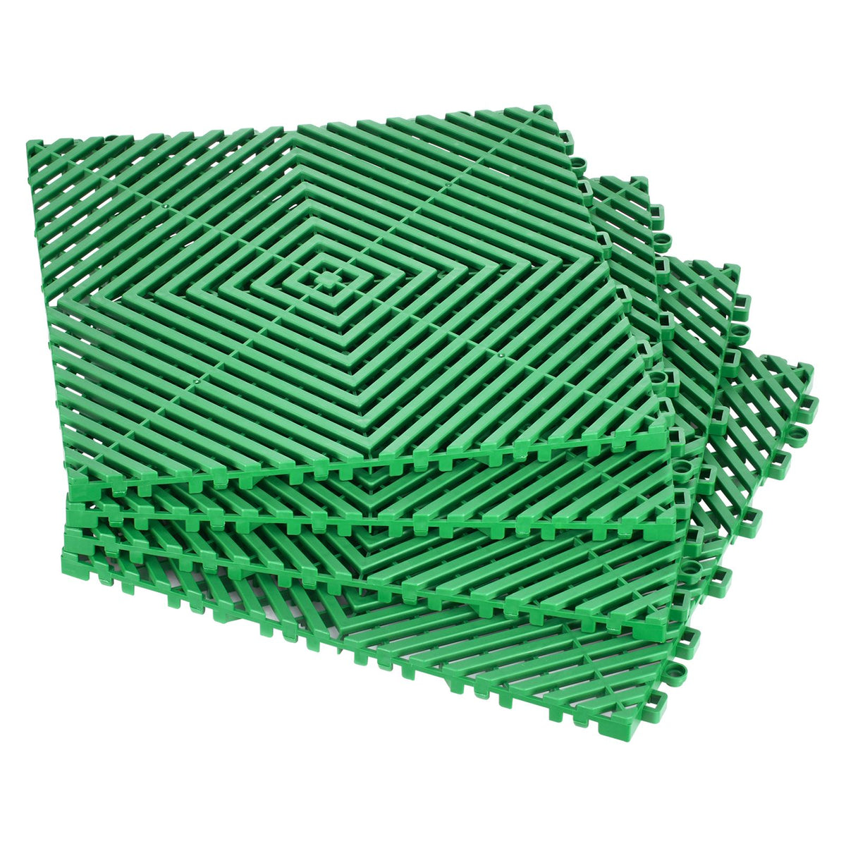 Interlocking Drainage Mat, 50 Pcs Modular Interlocking Cushion, 31 x 31 cm Splicing Drainage Mats, Non-Slip Green PP Drainage Floor Tile and Shower Mat, for Garage, Garden, Kitchen & Outdoor