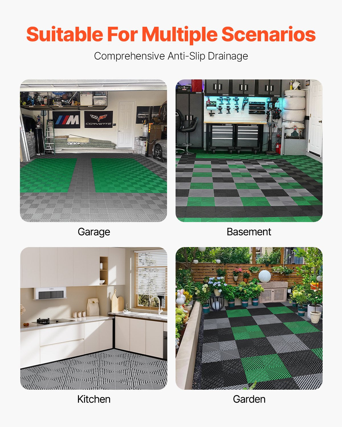 Dog Grooming Supplies: VEVOR Interlocking Drainage Mat, 31 x 31 cm Modular Interlocking Cushion, 50 Pcs Splicing Drainage Mats, Non-Slip Gray PP Drainage Floor Tile and Shower Mat, for Garage, Garden, Kitchen & Outdoor