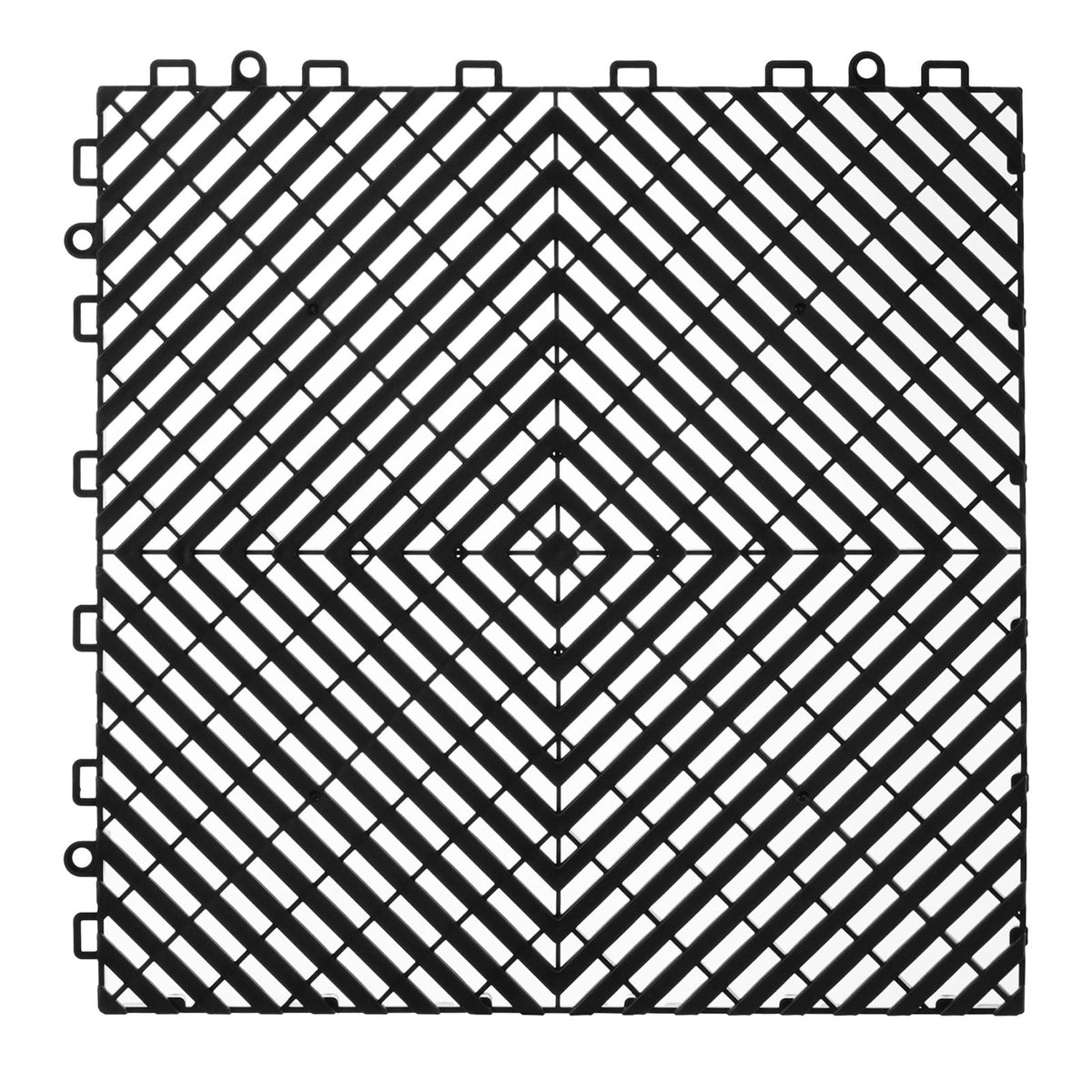 Interlocking Drainage Mat, 31 x 31 cm Modular Interlocking Cushion, 24 Pcs Splicing Drainage Mats, Non-Slip Black PP Drainage Floor Tile and Shower Mat, for Garage, Garden, Kitchen & Outdoor