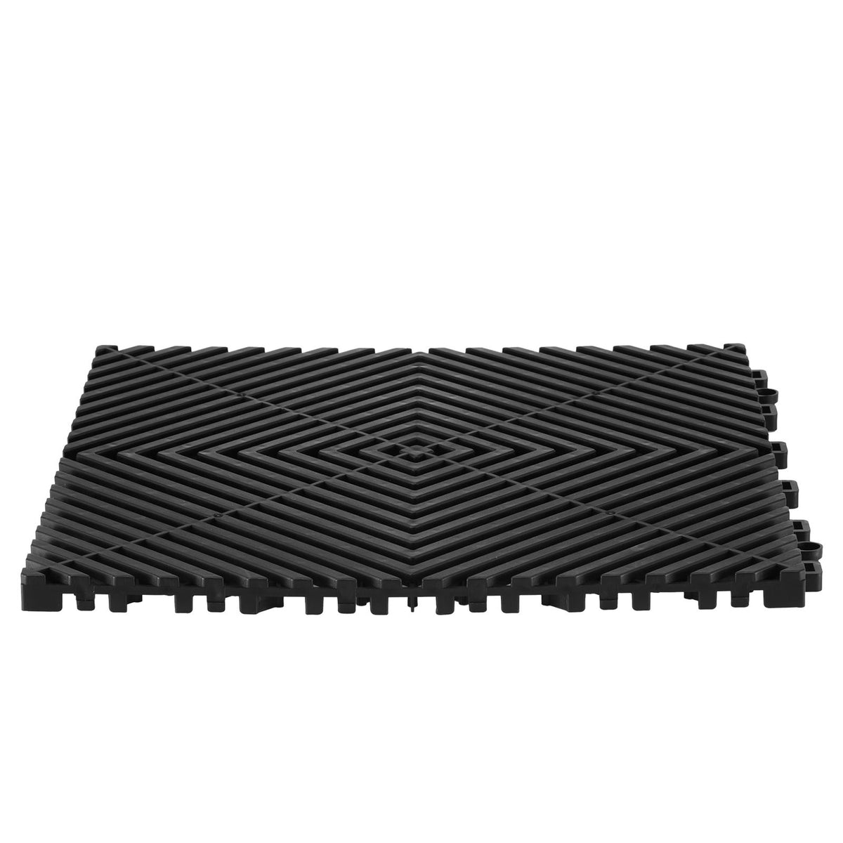 Interlocking Drainage Mat, 31 x 31 cm Modular Interlocking Cushion, 24 Pcs Splicing Drainage Mats, Non-Slip Black PP Drainage Floor Tile and Shower Mat, for Garage, Garden, Kitchen & Outdoor