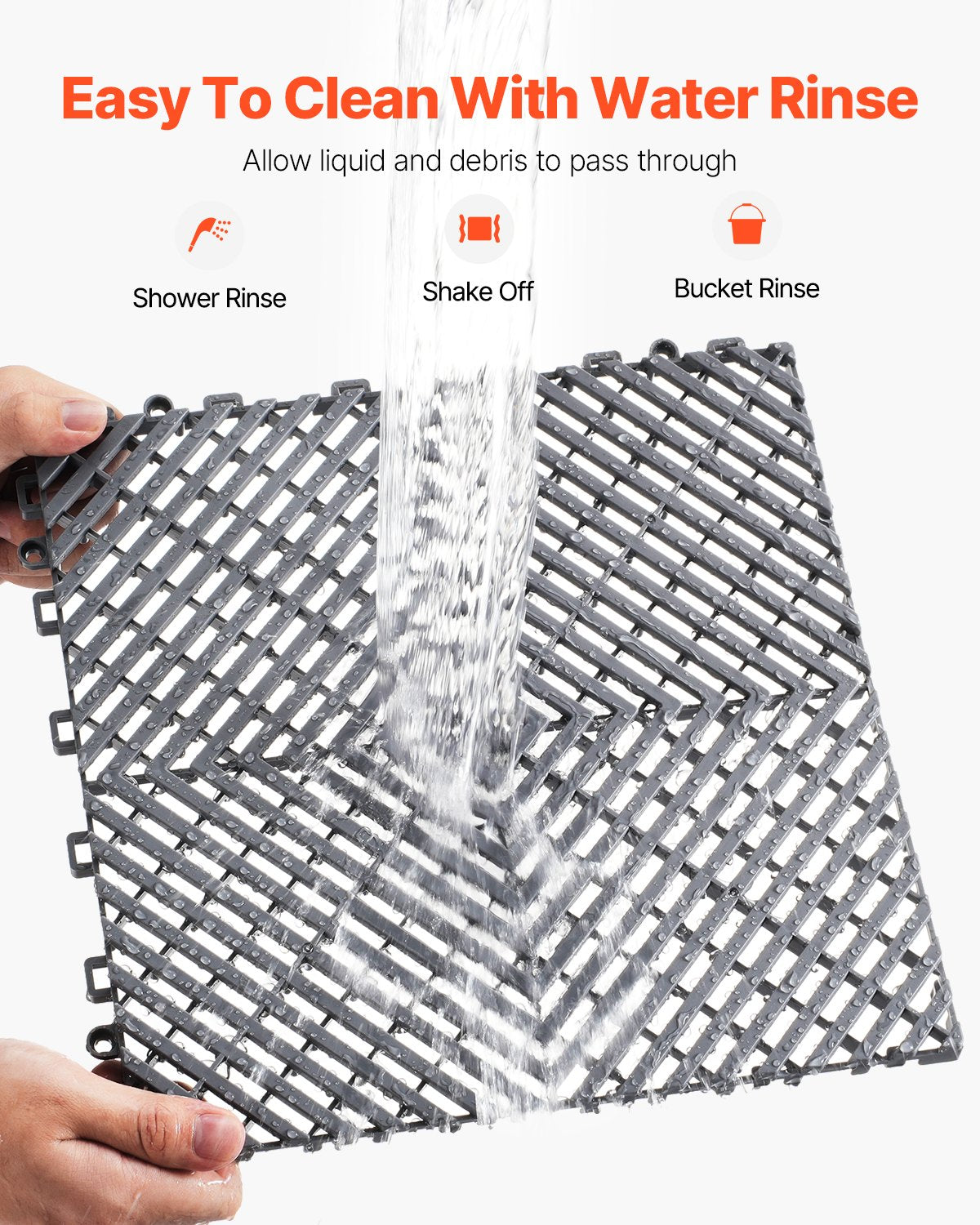 Dog Grooming Supplies: VEVOR Interlocking Drainage Mat, 31 x 31 cm Modular Interlocking Cushion, 40 Pcs Splicing Drainage Mats, Non-Slip Gray PP Drainage Floor Tile and Shower Mat, for Garage, Garden, Kitchen & Outdoor