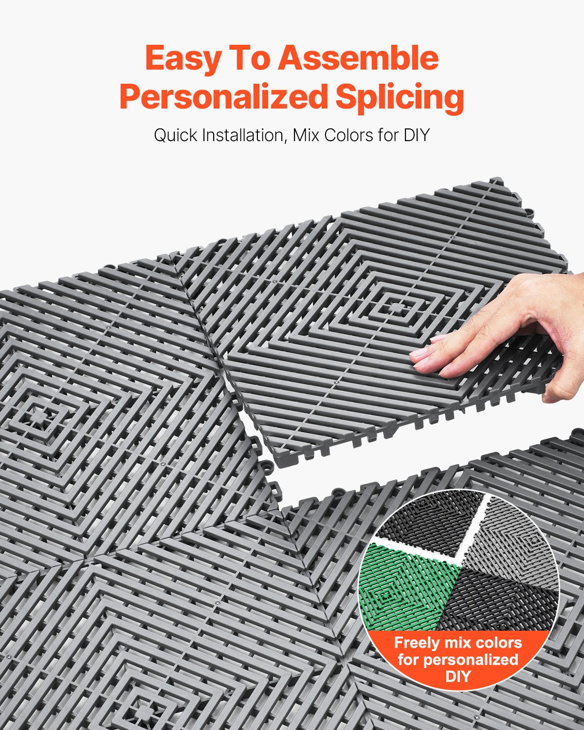 Dog Grooming Supplies: VEVOR Interlocking Drainage Mat, 31 x 31 cm Modular Interlocking Cushion, 40 Pcs Splicing Drainage Mats, Non-Slip Gray PP Drainage Floor Tile and Shower Mat, for Garage, Garden, Kitchen & Outdoor