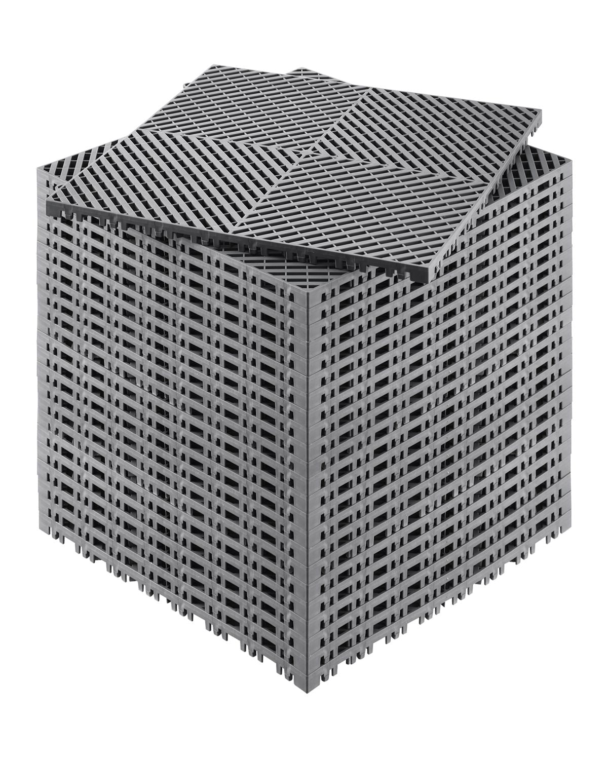 Interlocking Drainage Mat, 41.5 x 41.5 cm Modular Interlocking Cushion, 24 Pcs Splicing Drainage Mats, PP Non-Slip Drainage Floor Tile and Shower Mat, for Garage, Garden, Kitchen & Outdoor