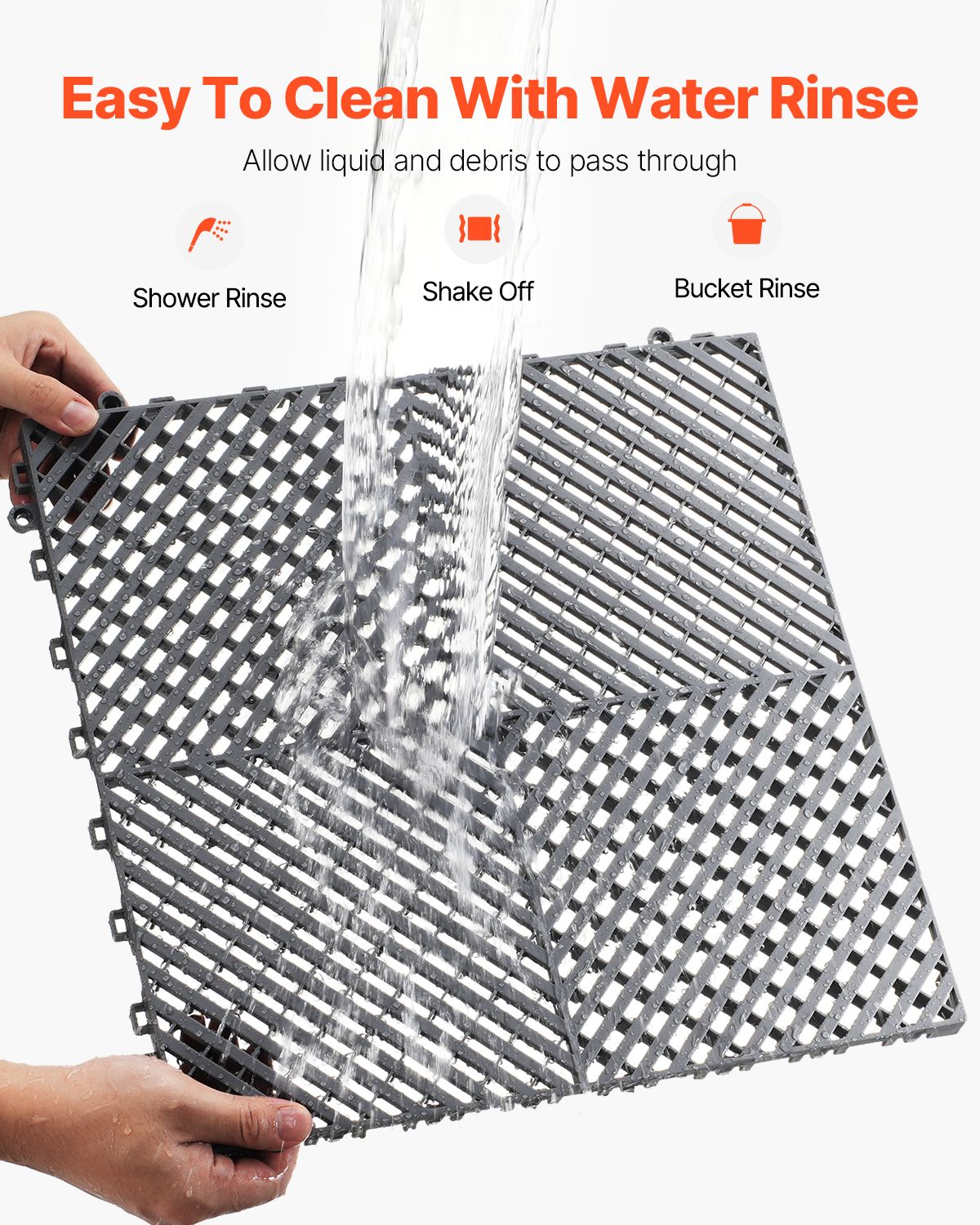 Interlocking Drainage Mat, 41.5 x 41.5 cm Modular Interlocking Cushion, 24 Pcs Splicing Drainage Mats, PP Non-Slip Drainage Floor Tile and Shower Mat, for Garage, Garden, Kitchen & Outdoor