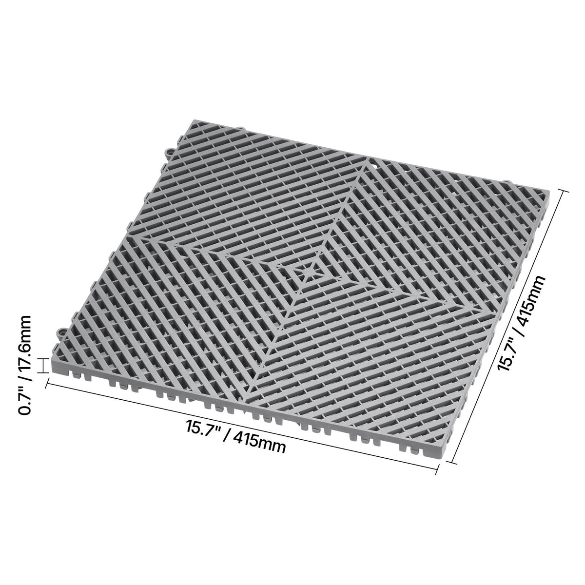 Interlocking Drainage Mat, 41.5 x 41.5 cm Modular Interlocking Cushion, 24 Pcs Splicing Drainage Mats, PP Non-Slip Drainage Floor Tile and Shower Mat, for Garage, Garden, Kitchen & Outdoor