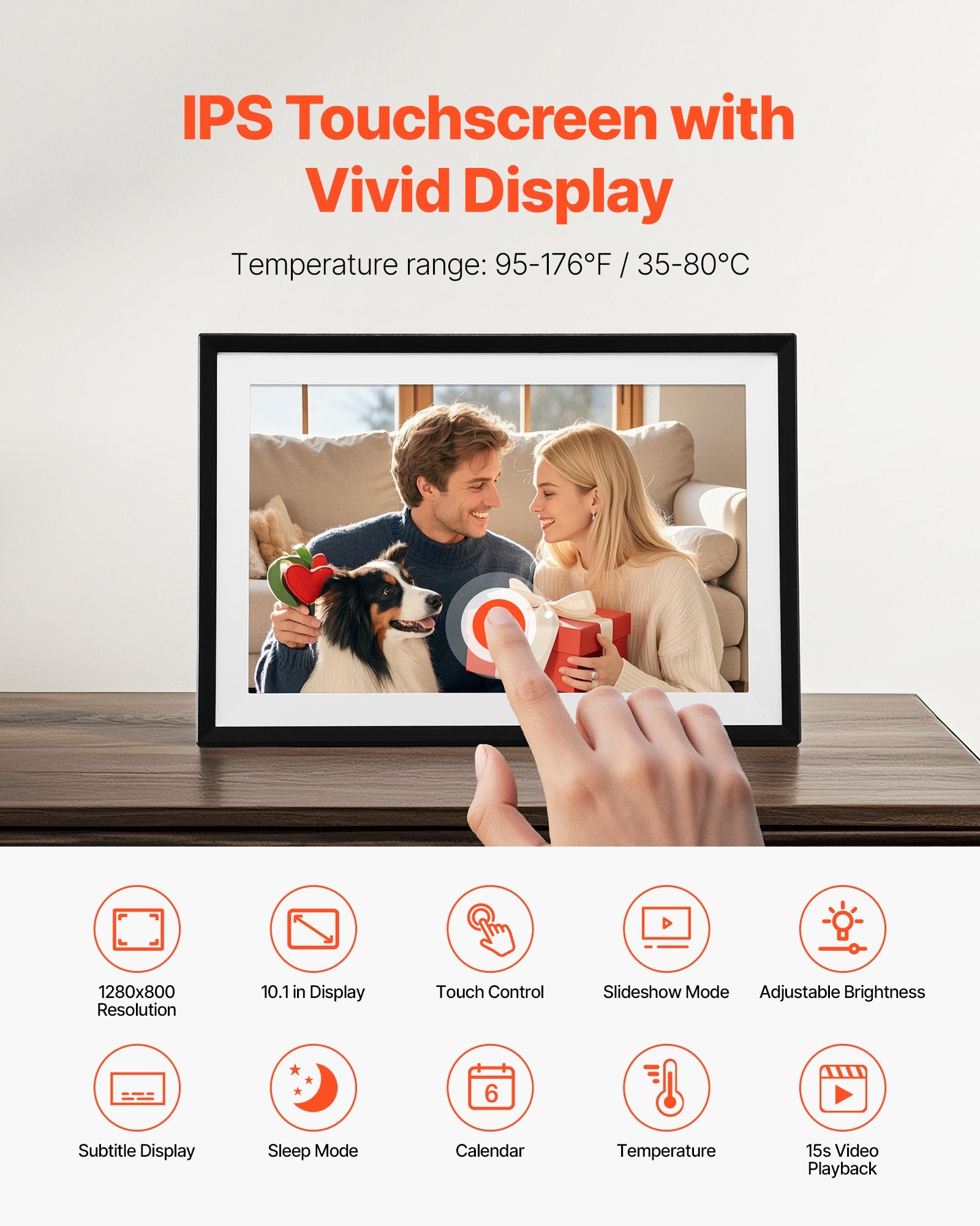 260 mm Digital Picture Frame 32GB IPS Touchscreen Wi-Fi Photo Frame
