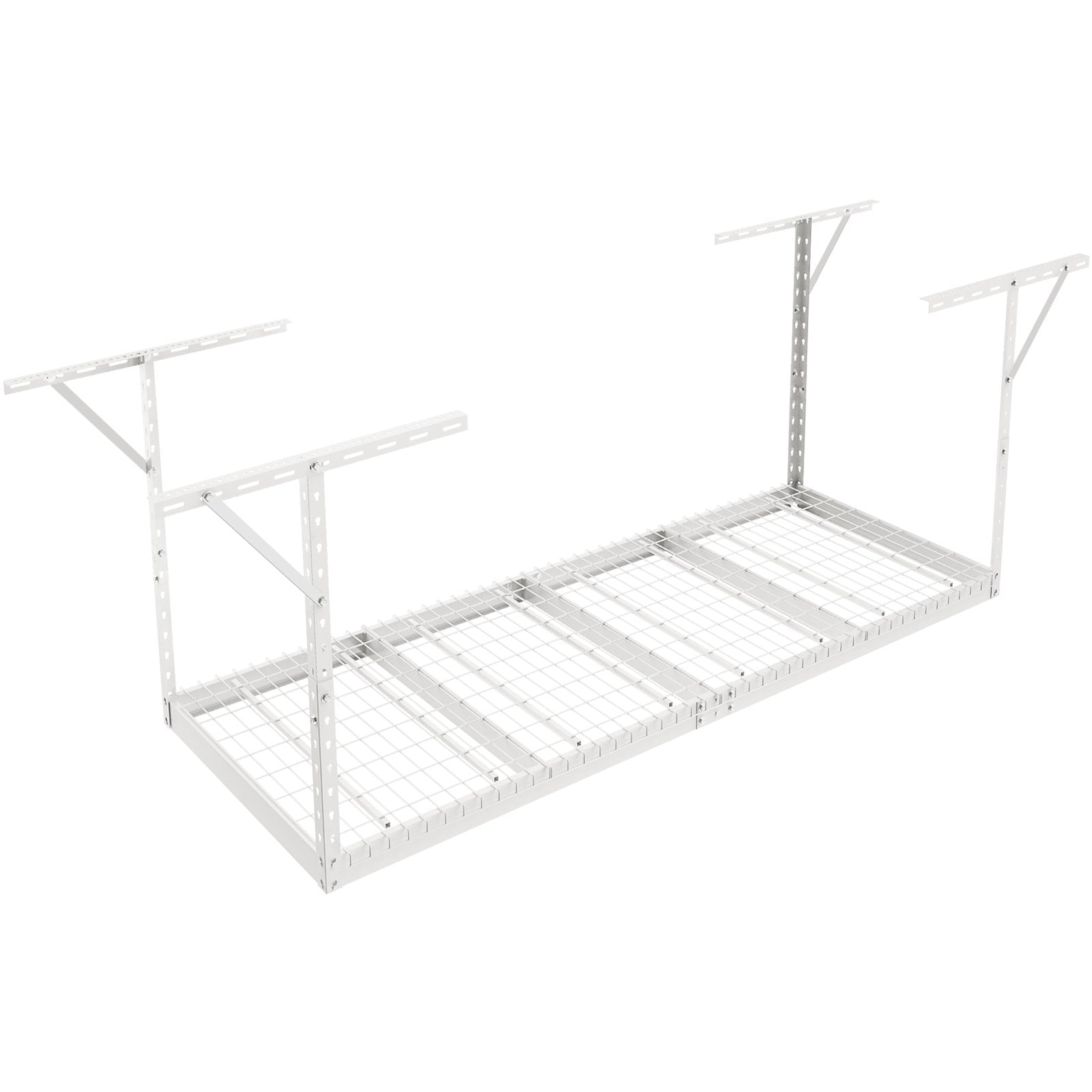Wall Storage Racks: VEVOR Overhead Garage Storage Rack, 91.44x243.84cm Garage Ceiling Storage Racks, Heavy Duty Adjustable Cold Rolled Steel Racks for Garage Storage, Organization, 272.16kg Load Capacity, 22''-40", White