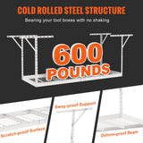 Wall Storage Racks: VEVOR Overhead Garage Storage Rack, 91.44x243.84cm Garage Ceiling Storage Racks, Heavy Duty Adjustable Cold Rolled Steel Racks for Garage Storage, Organization, 272.16kg Load Capacity, 22''-40", White